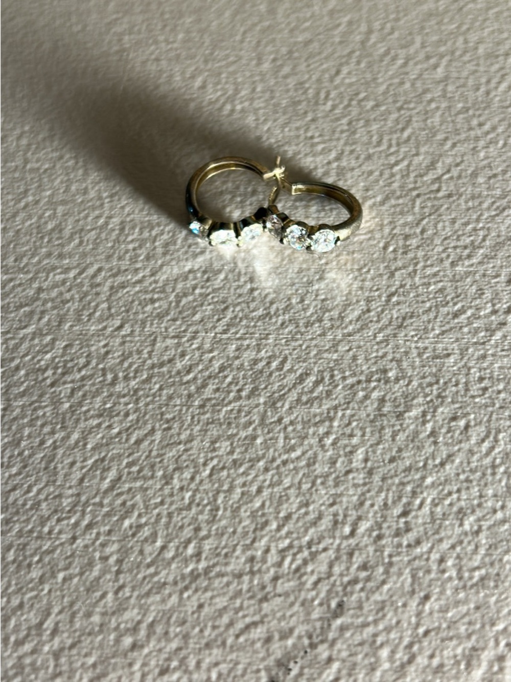 Gold Hoop Earrings with Clear Crystal Accents - Women Jewelry